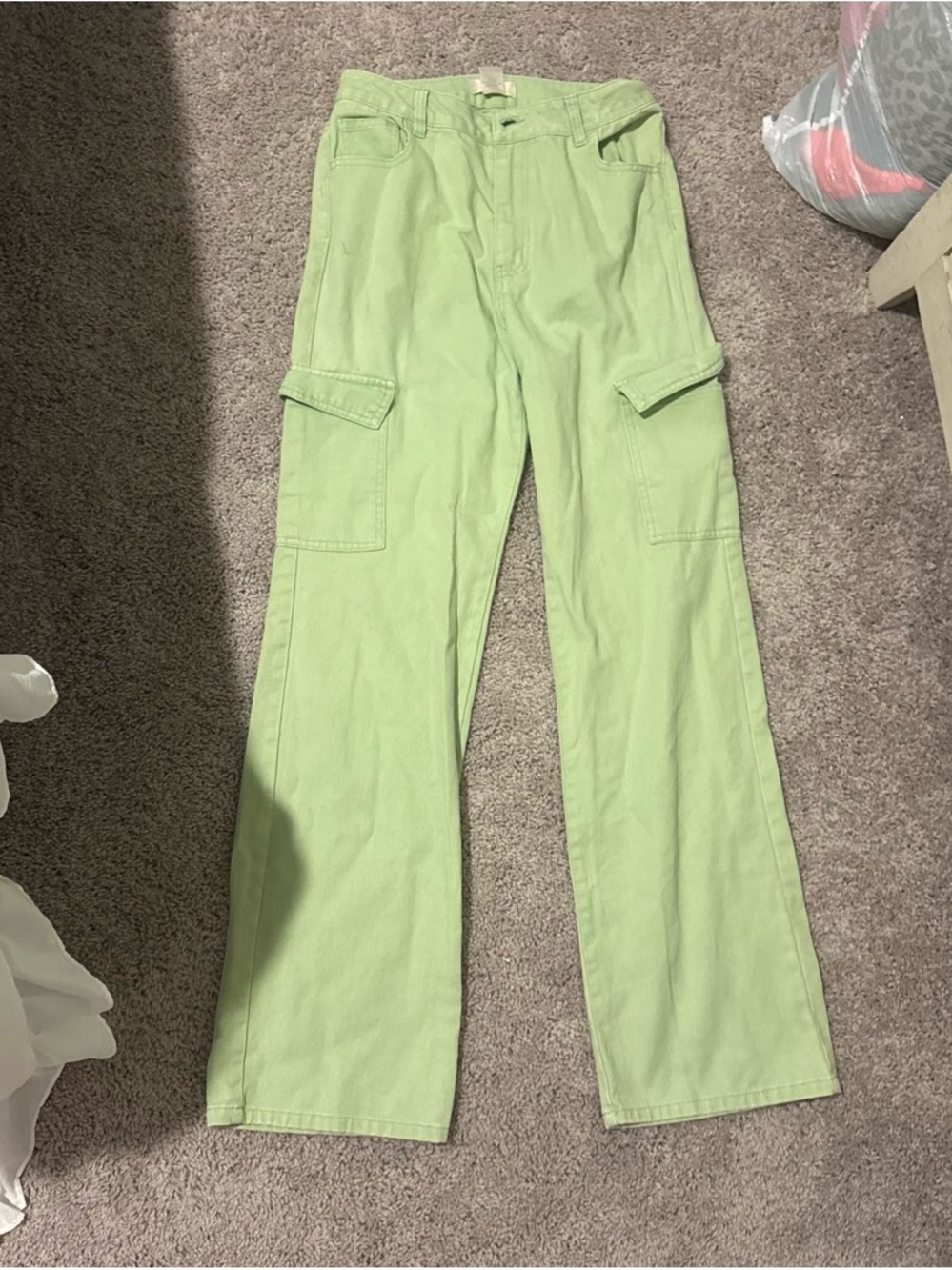 Altar'd State Light Green Cargo Jumpsuit-Style Pants
